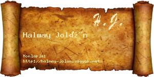 Halmay Jolán névjegykártya